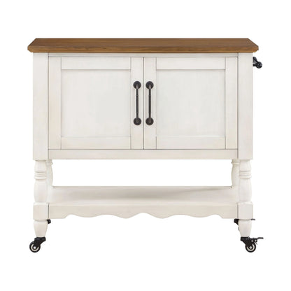 The Pioneer Woman Two-Tone Kitchen Cart Made With Solid Wood Frame, White