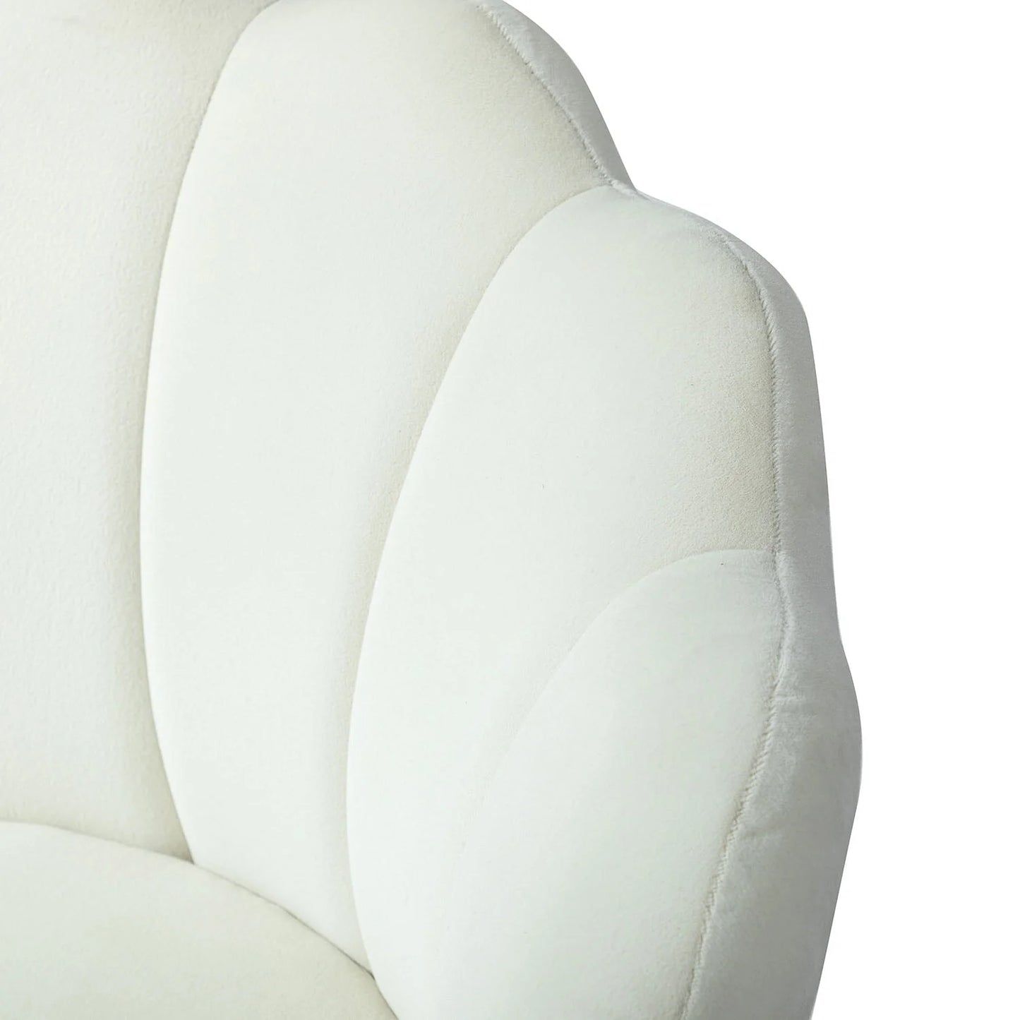 14 Karat Home Seashell Upholstery Barrel Chair with Gold Legs for Living Room, Ivory