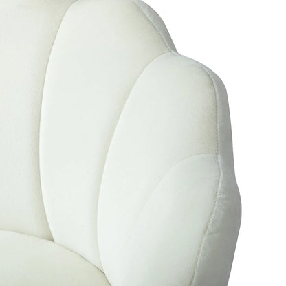 14 Karat Home Seashell Upholstery Barrel Chair with Gold Legs for Living Room, Ivory