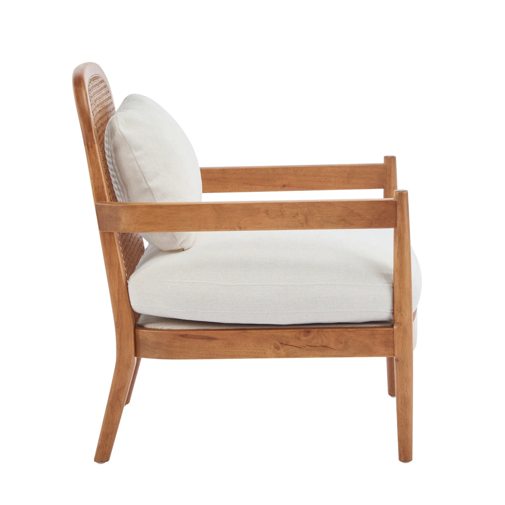 Christopher Knight Home Mid-Century Modern Accent Chairs, Wood Frame with Rattan Backrest, Grayish Green, Set of 2