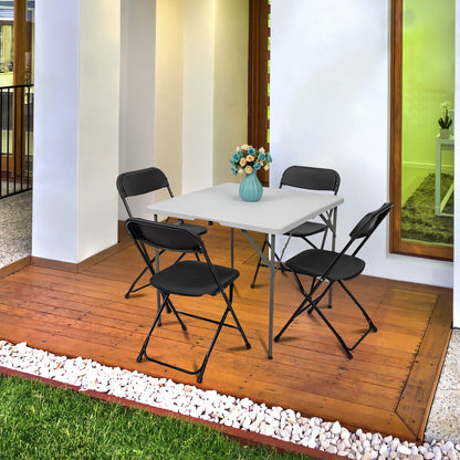 Ktaxon 6ft White Folding Table and 10 Pack Folding Chairs Black, Plastic Table and Chair Set