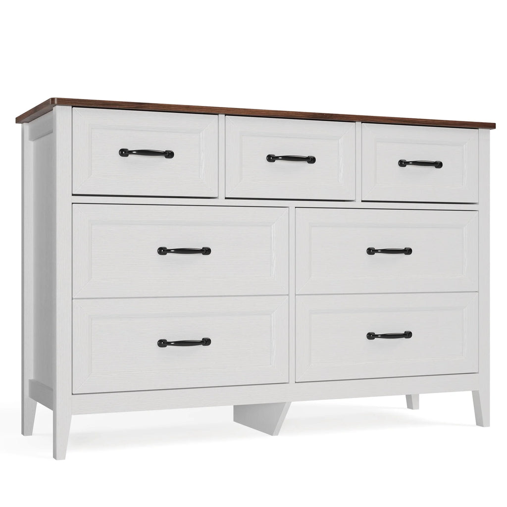 Lofka 47.2" Dresser for Bedroom with 6 Double Drawers, Farmhouse Wood Storage Cabinet with Smooth Metal Handle