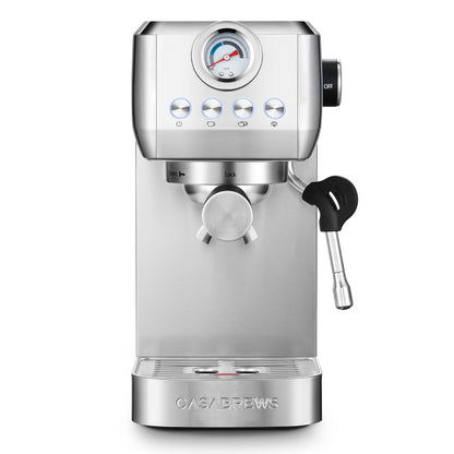 CASABREWS 3700Gense, 20 Bar Espresso Machine and Coffee Maker with Milk Frother, Silver