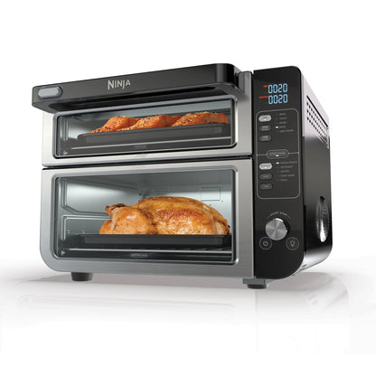 Ninja 10-in-1 Air Fryer, Double Door Toaster Oven with FlexDoor, FlavorSeal & Smart Finish, Rapid Top Convection and Air Fry Bottom, Bake, Toast, Air Fry, Pizza and More, Stainless Steel, DCT400
