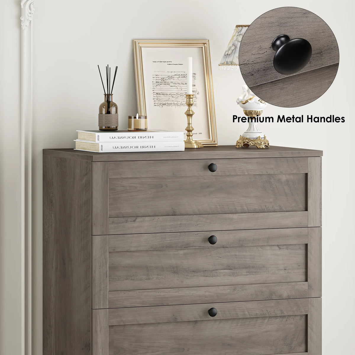 Homfa 5 Drawer White Bedroom Dresser, Modern Vertical Dresser Drawers Wood Organizer for Living Room Entryway Small Spaces