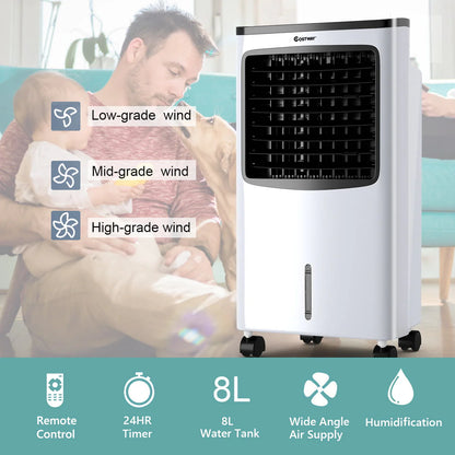 Costway Portable  Cooler Fan Filter Humidify Anion W/ Remote Control