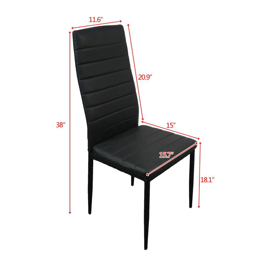 Zimtown Set of 4 Dining Side Chairs PU Leather Elegant Design Home Kitchen Furniture Black