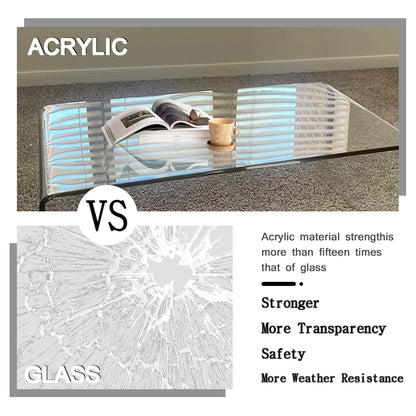 VDGPWA 32" Rectangle Waterfall Coffee Table, 0.6" Thick All Acrylic, Clear