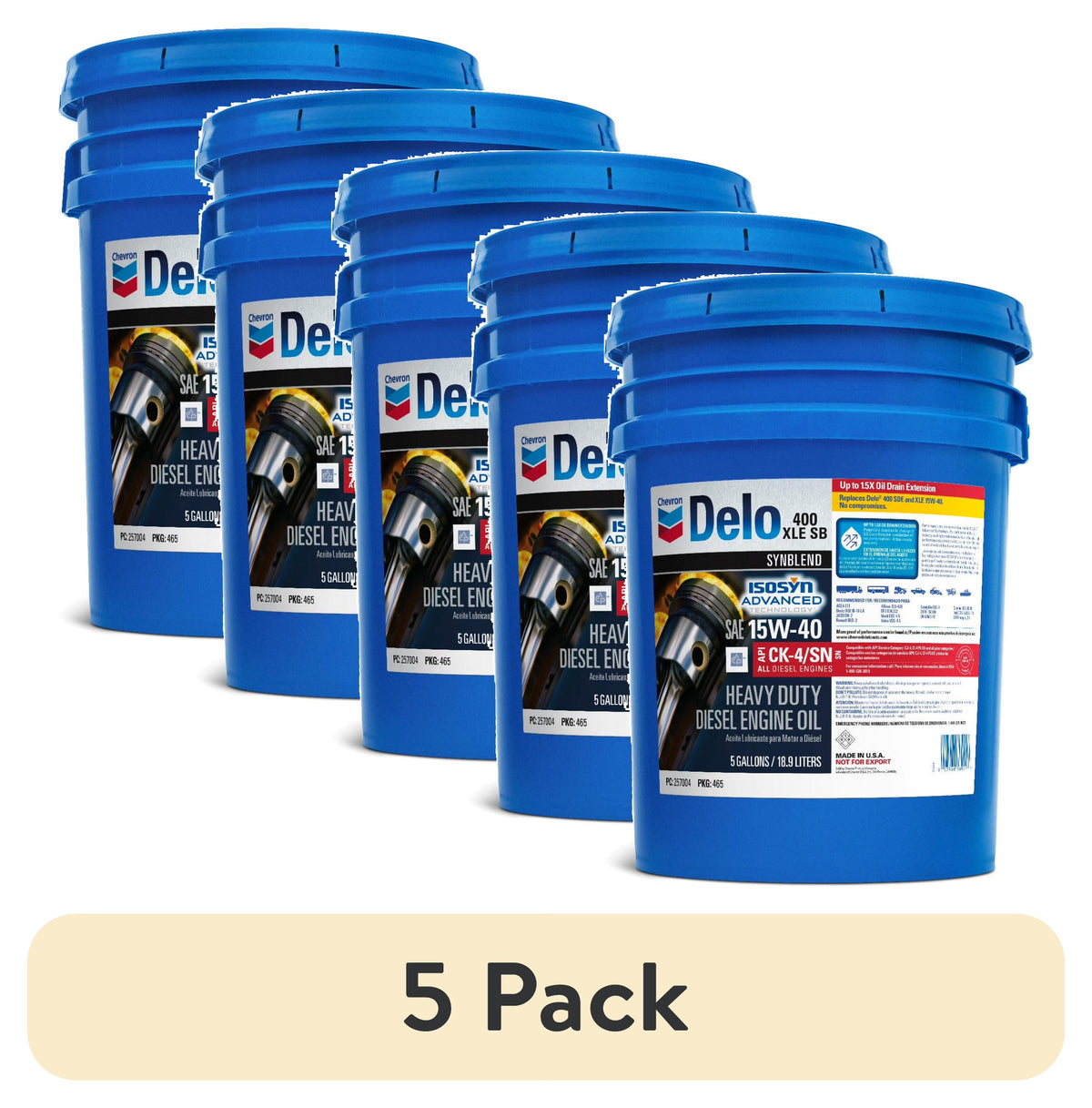 Delo 400 XLE SB Synthetic Blend SAE 15W-40 Heavy-Duty Diesel Motor Oil 5 Gallon