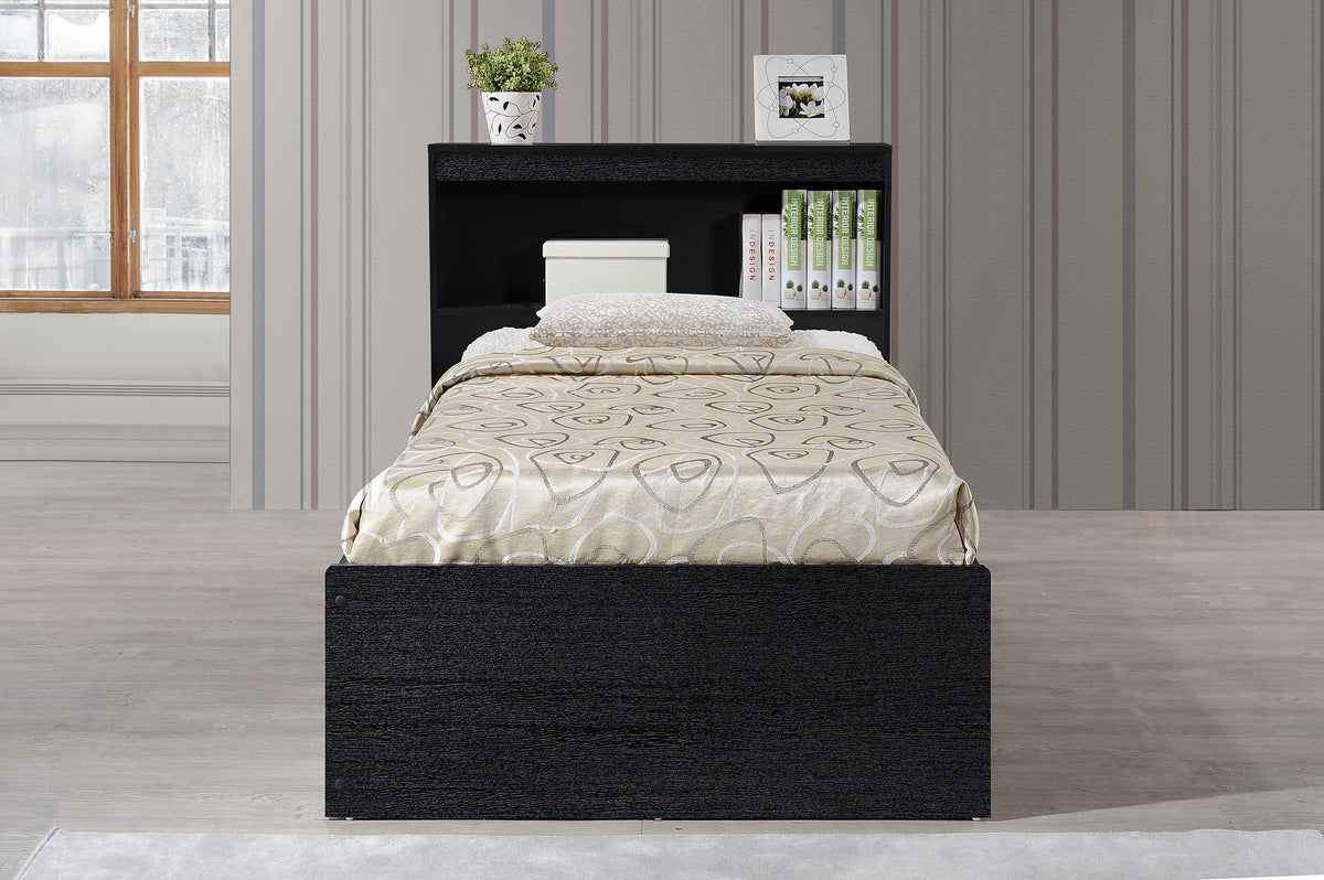 Hodedah Twin-Size Captain Bed with 3-Drawers and Headboard in White