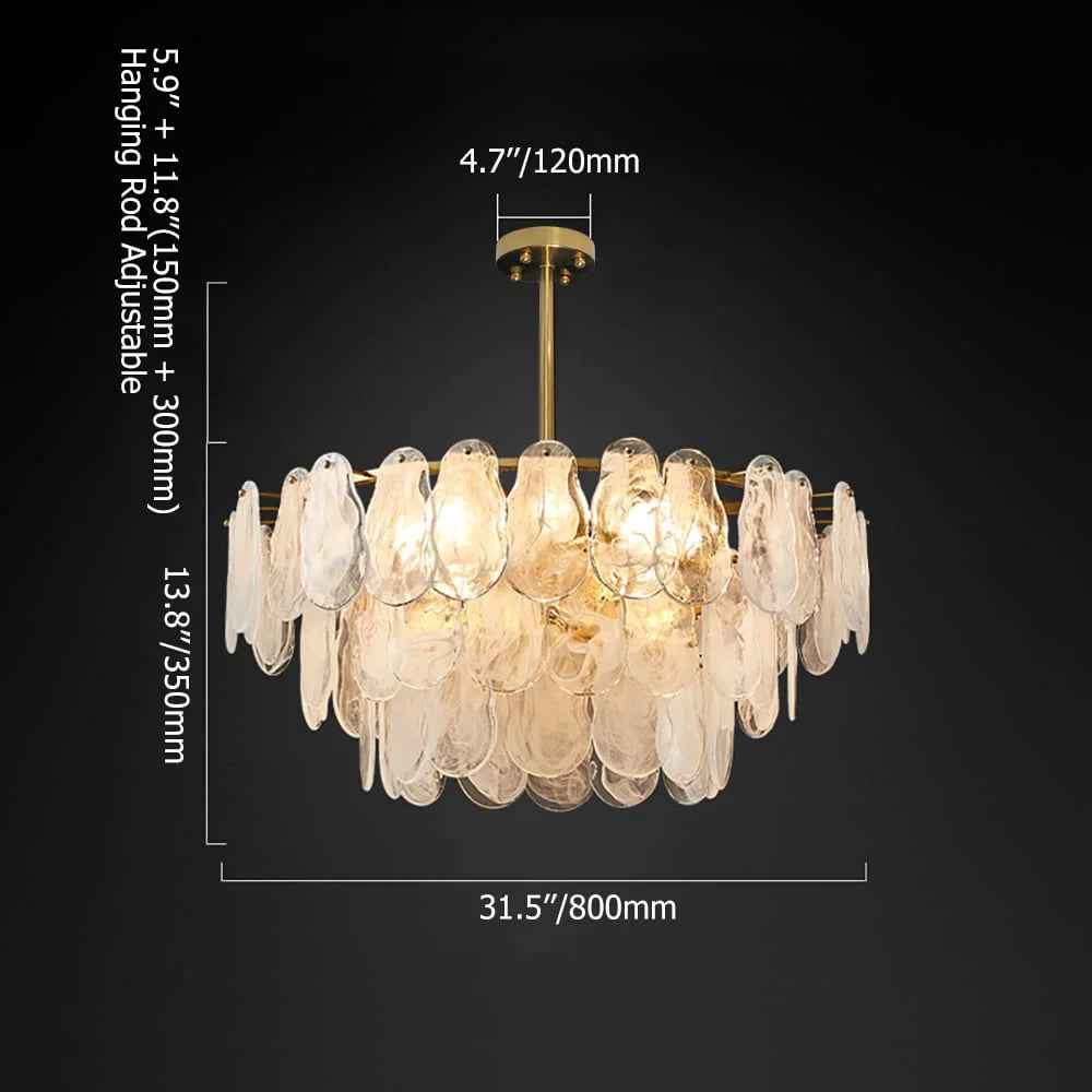 Homary Modern 8-Light Tiered Cloud Glass Chandelier Adjustable Hanging Rod