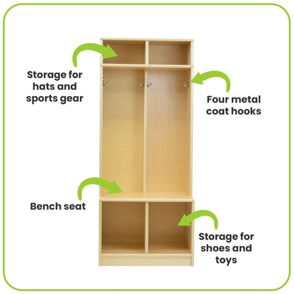 Little Partners Locker Cabinet Cubby Organizer, Learn 'N Store Wooden Classroom Cubbies Compartment Lockers for Storage of Toddlers and Kids Coats, Equipment, Backpacks - Espresso