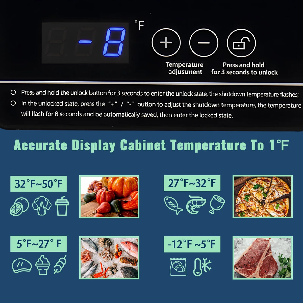 DEMULLER Deep Chest Freezer Freezers with Two Storage Baskets Ultra-Low Temperature Black 79-B-1