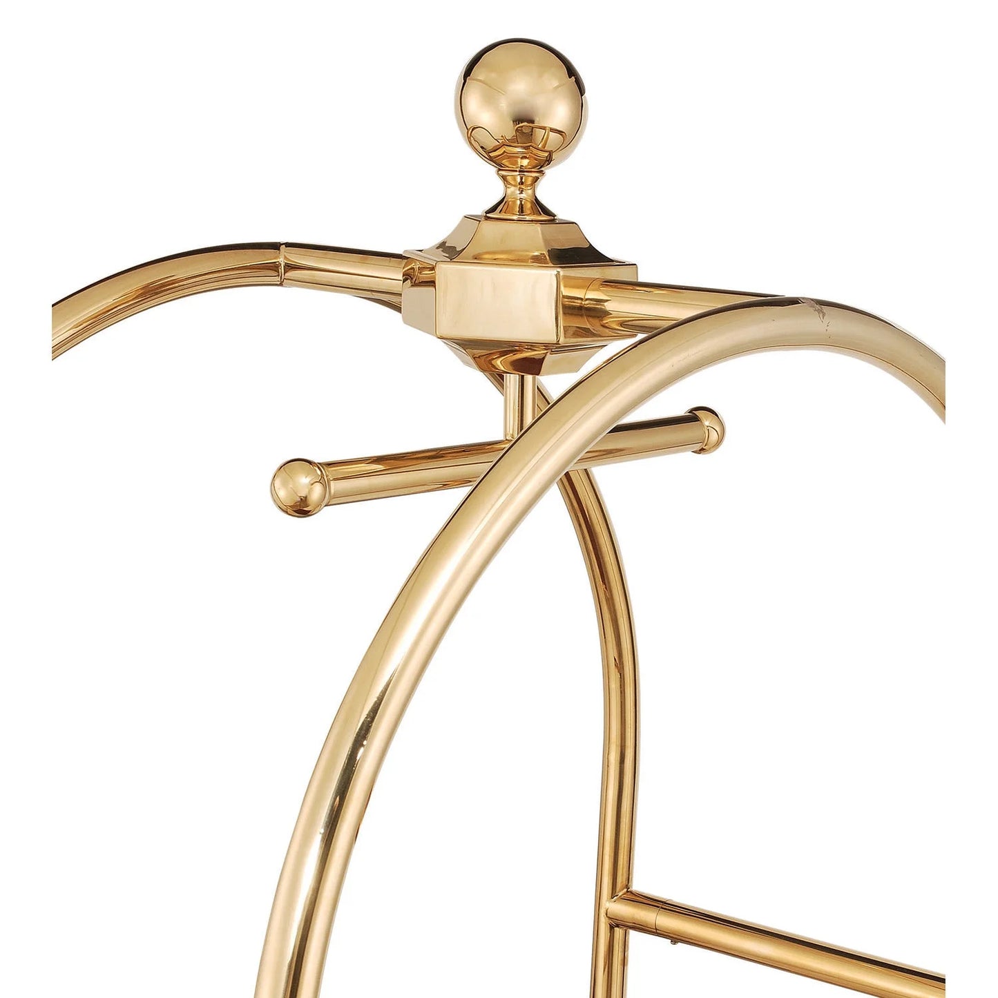 Gold Stainless Steel Bellman Cart Curved Uprights 8" Pneu. Casters, 41-1/4"L x 24"W x 75"H