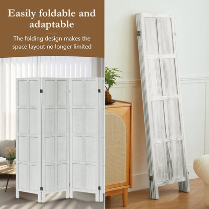 Aletheiawu 4 Panel Room Divider Wall and Folding Privacy Screens��No Installation Required��White