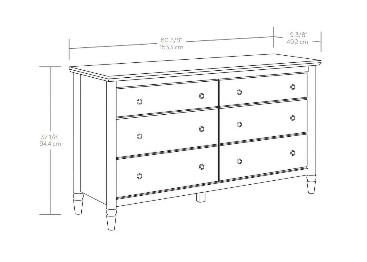 My Texas House Monroe 6-Drawer Dresser, Brushed Oak Finish