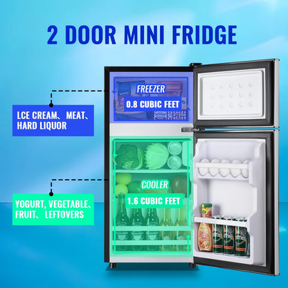 Tacool 2.4 Cu.ft Mini Fridge with Freezer, Small Refrigerator Apartment Size Fridge Black, NEW