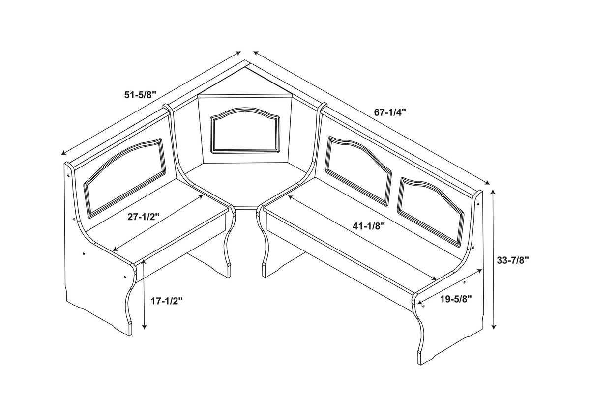 Linon Chelsea Wood Dining Nook Corner Unit in Natural