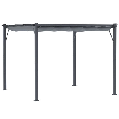 Outsunny 10' x 10' Pergola with Retractable Shade Canopy, Aluminum, Gray
