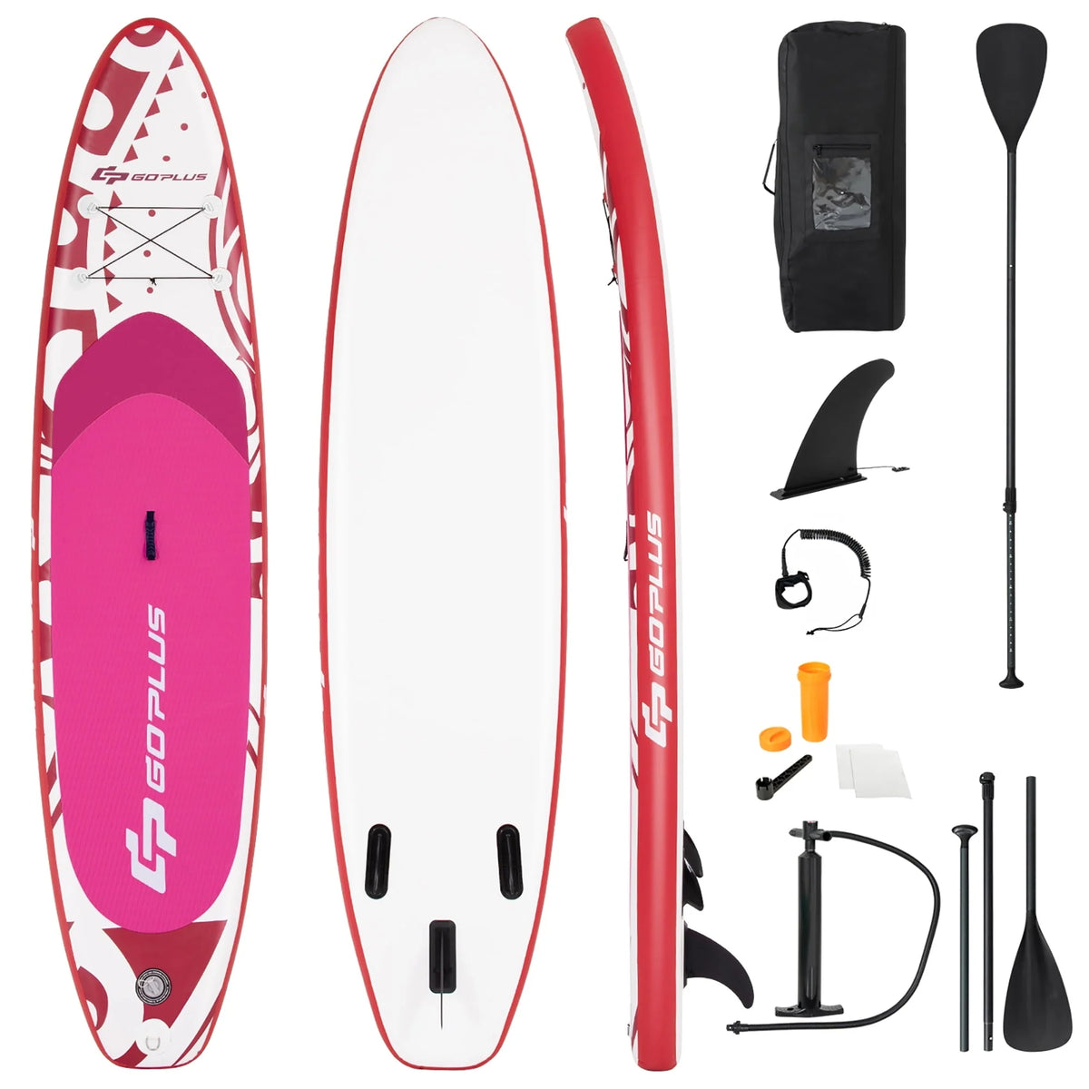 Goplus 10.5�?Inflatable Stand Up Paddle Board SUP W/Carrying Bag Aluminum Paddle Pink