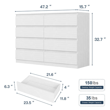 Resenkos Modern Mid Century 6 Drawer Wide Dressers Chests for Bedroom, Chest of Drawer Organizer Grey