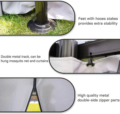 SIMENMAX 10x13 Ft Patio Gazebo,Outdoor Gazebo Canopy with Mosquito Netting and Curtains,Sturdy Soft Top Gazebo