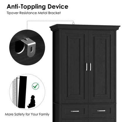 Homfa 70.9'' Tall Kitchen Pantry with 4 Doors, 2 Drawer Modern Freestanding Storage Cabinet for Dining Room Living Room, White