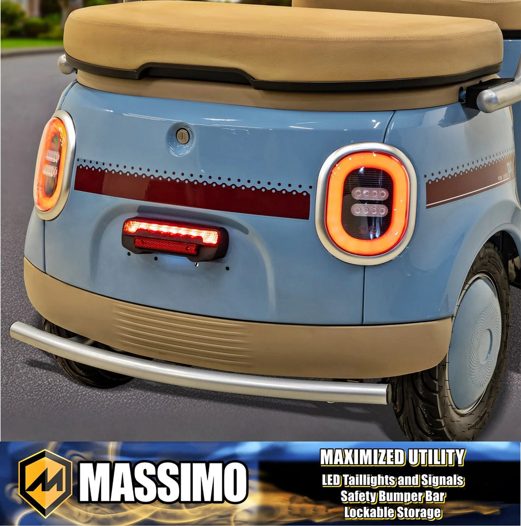 Massimo MGC E-Trike 3-Wheel Electric Cart – 17 MPH, 2-Seater Adult Scooter – Blue
