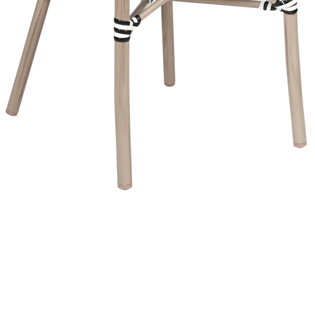 Flash Furniture Marseille Indoor/Outdoor French Bistro Stacking Chair with Arms Black/Natural
