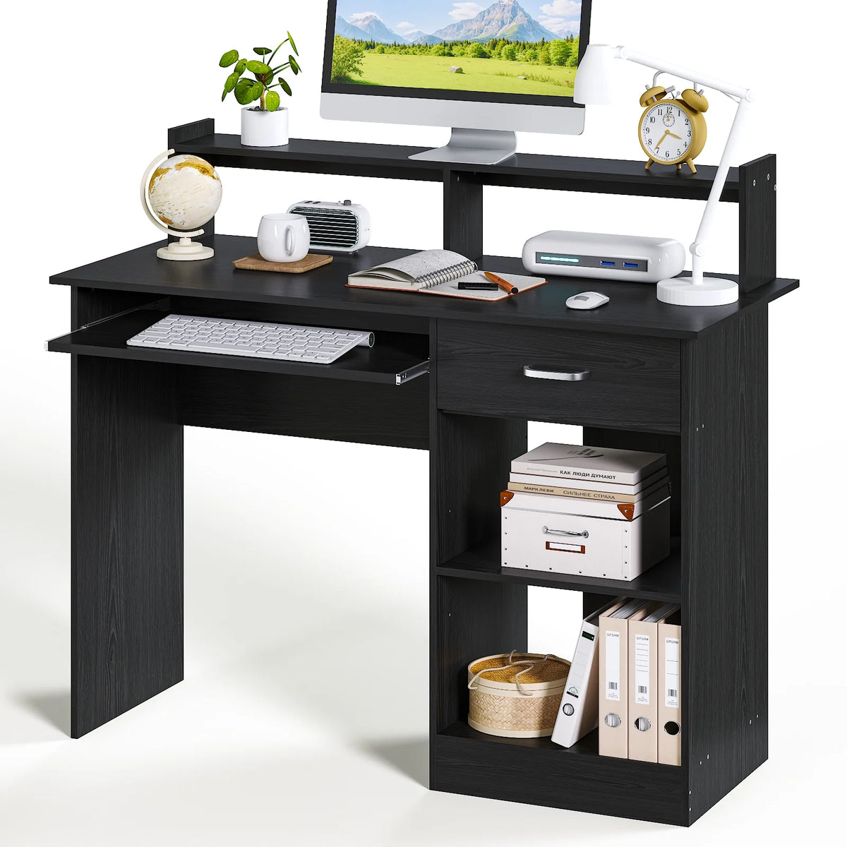 Ktaxon Computer Desk Home Office Workstation Laptop Table Drawer Shelf Furniture White