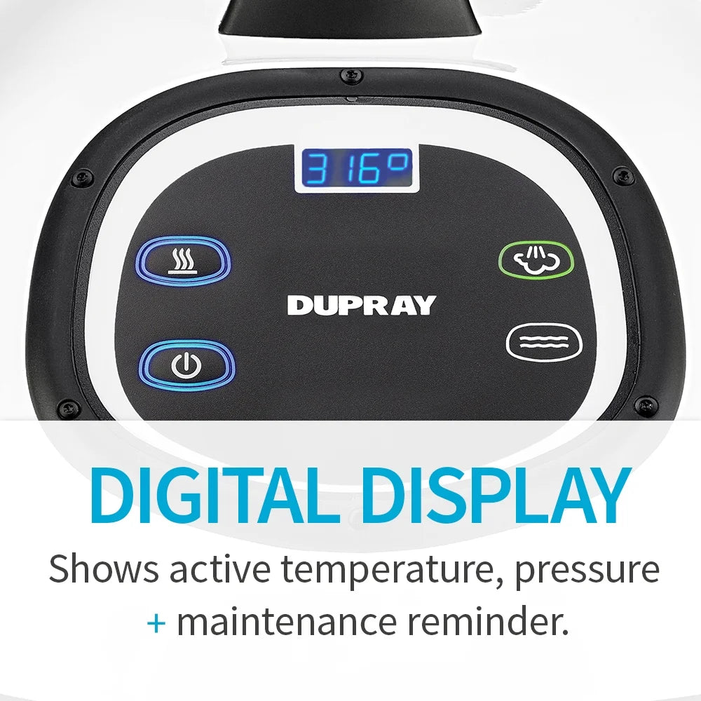 TOSCA�?Steam Cleaner by Dupray,  a Commercial-Grade Cleaner with Enamel-Coated Steel Case and Intuitive Digital Interface. 1600w of Power.