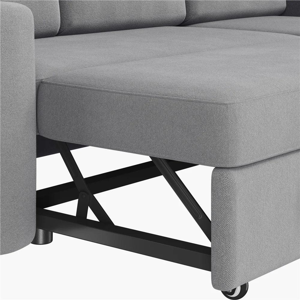 Alden Design Reversible Sectional Sofa with USB & Type-C Ports for Livingroom, Light Gray