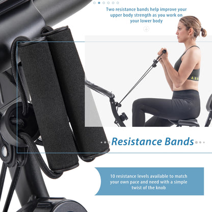 Exercise Bike Foldable Fitness Indoor Stationary Bike Magnetic Upright Recumbent Exercise Bike for Home Workout - Light Blue