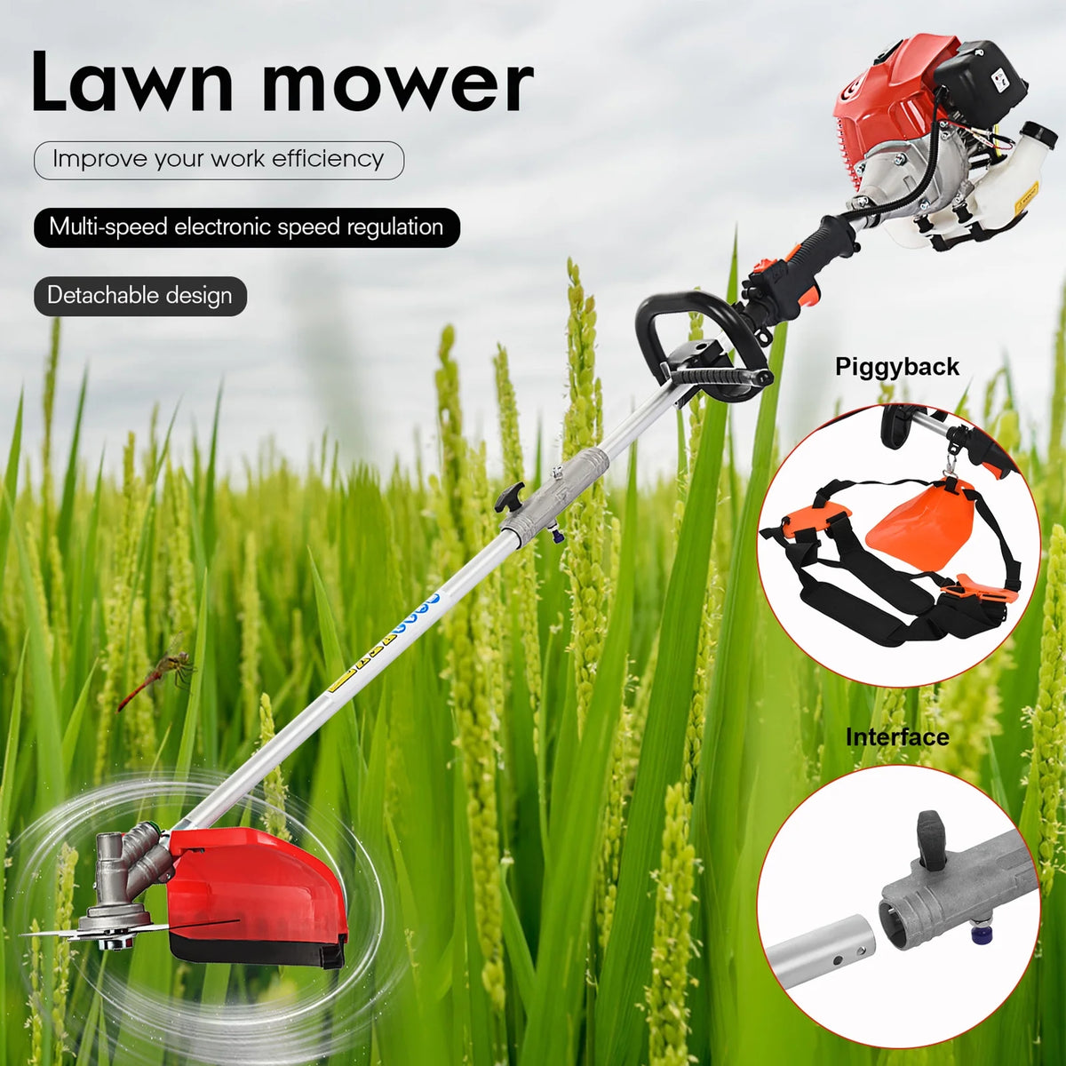 Fogcroll Fogcroll 52cc 2 Stroke Petrol Hedge Trimmer Chainsaw Brush Cutter Pruner Strimmer Multi Functional Trimming Tools Weed Eater String Trimmer Edger Pole Saw Chainsaw Pruner with Extension Pole