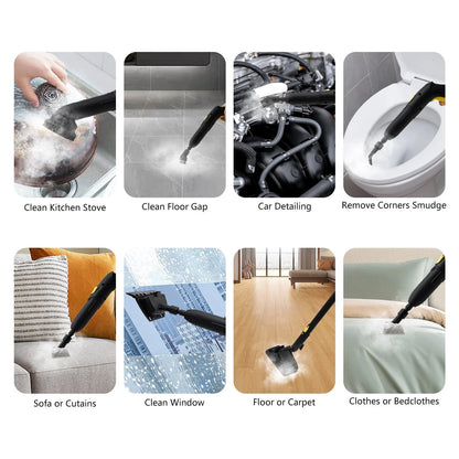 2000W 1.8L/60.87oz High-Pressure Steam Cleaner Multipurpose Handheld Steam Cleaner Portable Yellow 5 Bar/72.5PSI