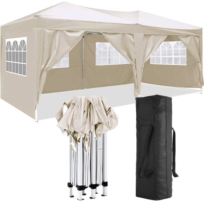 10'x20' Pop Up Canopy Tent with 6 Removable Sidewalls & Portable Rolling Bag �?Waterproof UPF 50+ Shade for Parties, Beach, Weddings & Camping