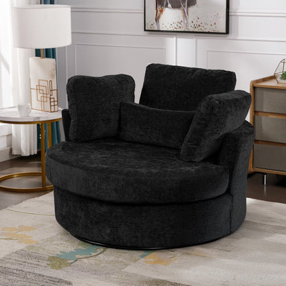 Muumblus Teddy Swivel Accent Barrel Chair, Modern Oversize Sherpa Comfy Round Reading Armchair for Living Room, Ivory