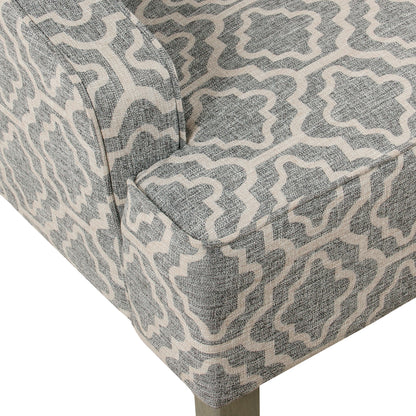 HomePop Classic Swoop Accent Chair - Blue and White Damask
