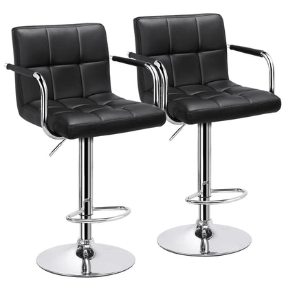 Yaheetech 2pcs PU Leather Adjustable Bar Stools for Dining Room, Black