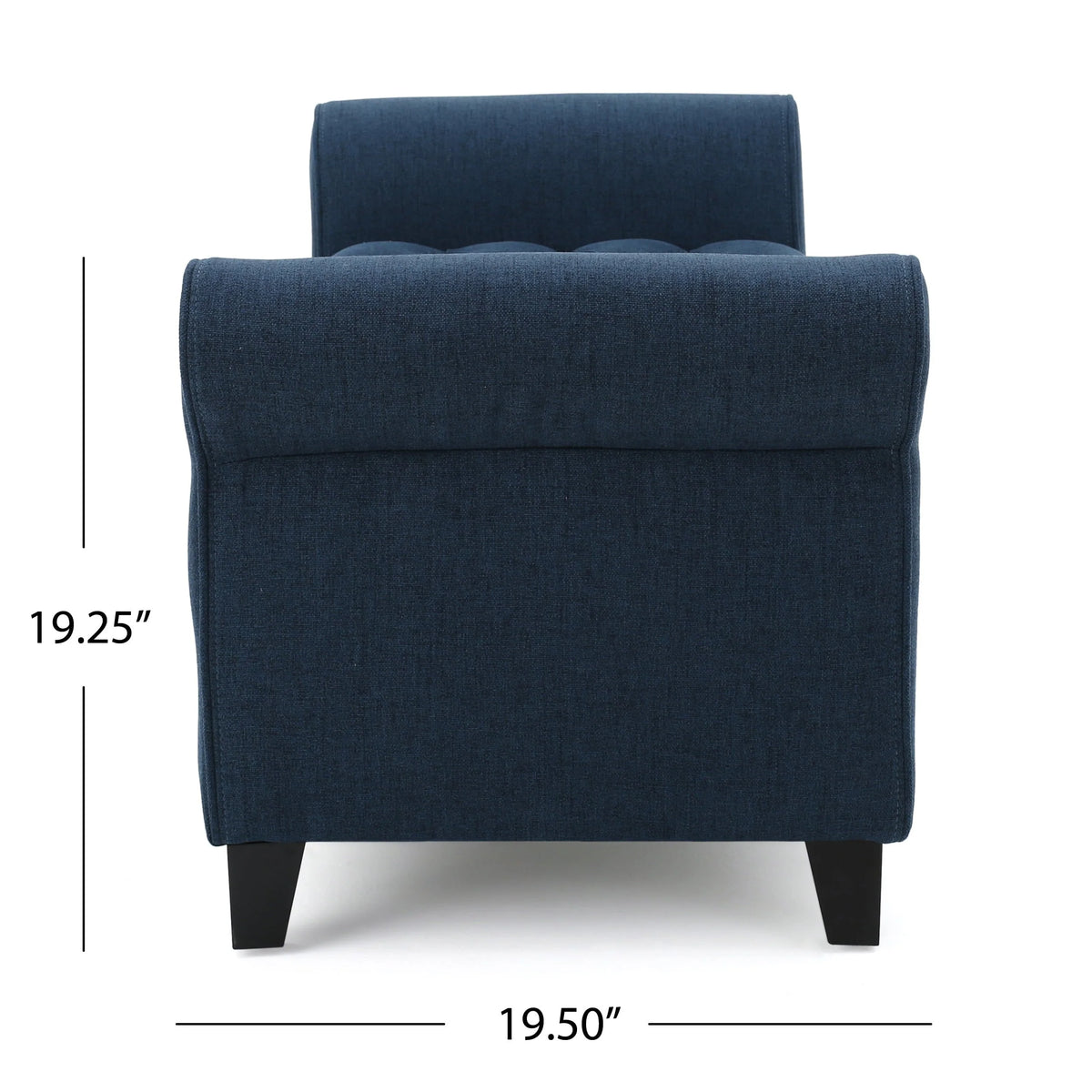 Noble House Amanda Dark Blue Fabric Armed Storage Bench