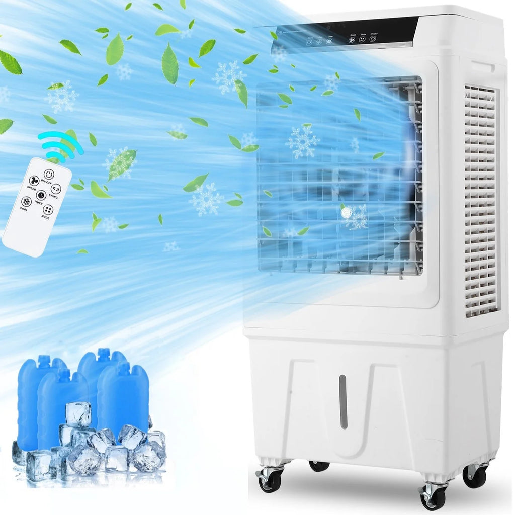 10.3 Gallon Evaporative Air Cooler,  3000CFM Swamp Cooler with Remote Control and 12H Timer, 4 Ice Packs, 3 Modes & Wind Speeds for Outdoor