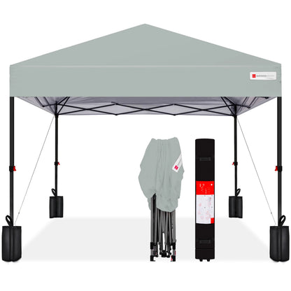 Best Choice Products 12x12ft Easy Setup Pop Up Canopy w/ 1-Button Setup, Wheeled Case, 4 Weight Bags - Navy Blue