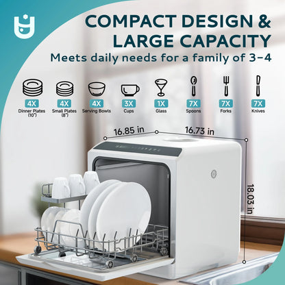 EUHOMY Portable Countertop Dishwashers with 5-Liter Built-in Water Tank and Air-Dry Function