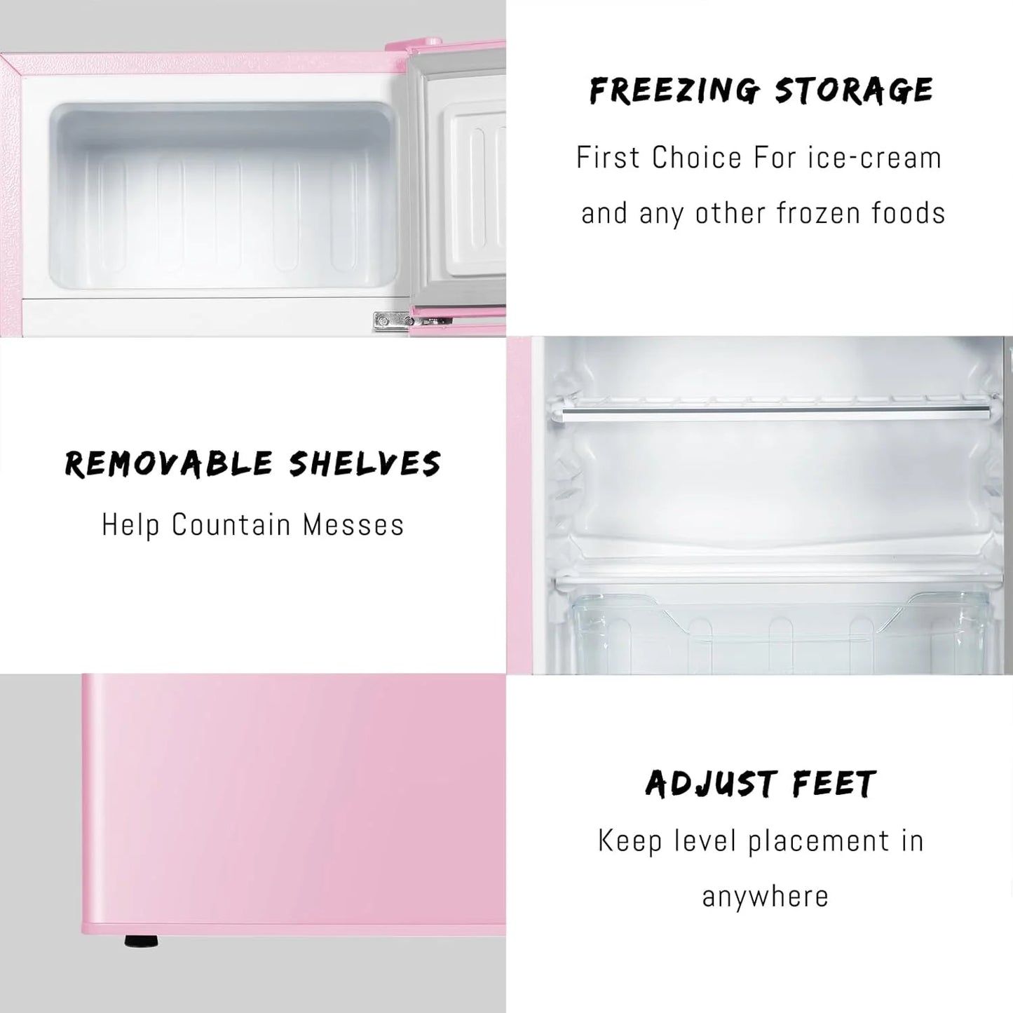 HUMSURE 3.2 Cu.Ft Pink Mini Fridge With Freezer, Compact Dorm Refrigerator, 2 Doors for Bedroom, Office, Kitchen, Apartment