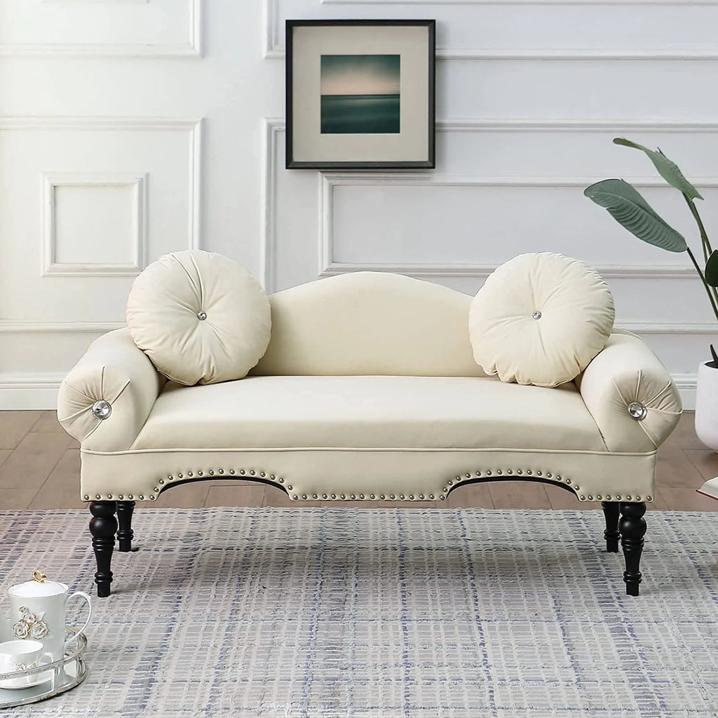 Sumdeal 43.5" Storage Ottoman Bench with 250lb Seating, Linen Upholstered Wood Legs Safety Hinge Flip Top Oval Foot Rest Long Stool for Sofa Couch Bedroom End of Bed Living Room Entryway, White