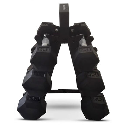 HolaHatha Hex Dumbbell with Rack, 5/10/15/20/25 lb (Black)