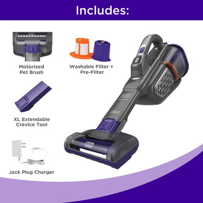 BLACK+DECKER dustbuster furbuster AdvanceClean+ Cordless Pet Handheld Vacuum, HHVK515JP07
