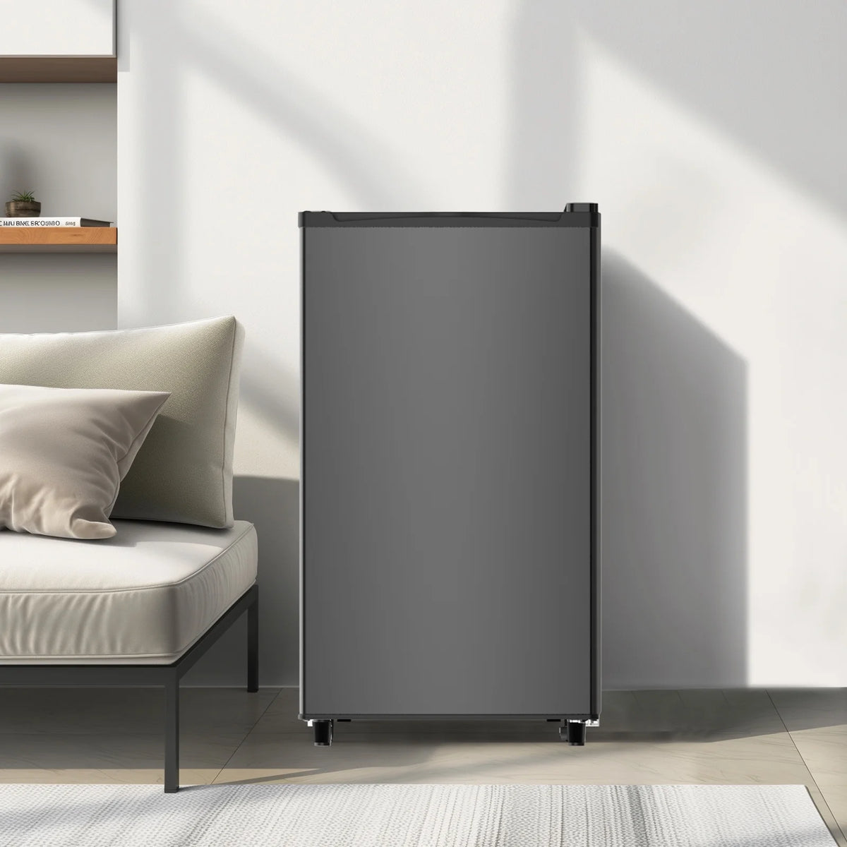 CONCETTA Mini Fridge With Freezer 3.2 Cu.Ft Single Door Adjustable Thermostat, Low Noise, For Bedroom, Office, Dorm, Black
