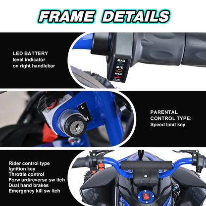 Aoemoe 500W Ride-On Racer �C 15mph Speed, 36V Battery, 45�C60 Min Play, Blue