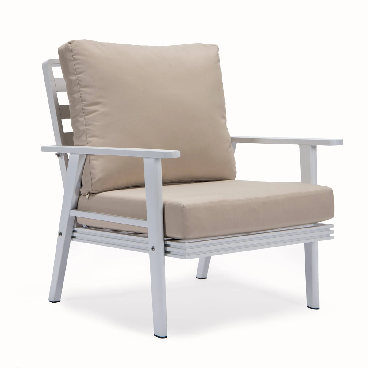 LeisureMod Walbrooke Modern Aluminum 5-Piece Patio Conversation Set with Outdoor Square Fire Pit Table with Slats Design & Side Table Tank Holder (Green)